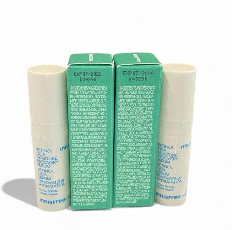 Innisfree Retinol Cica Moisture Recovery Serum SAMPLE-SIZED x2 NWB EXP 7/26