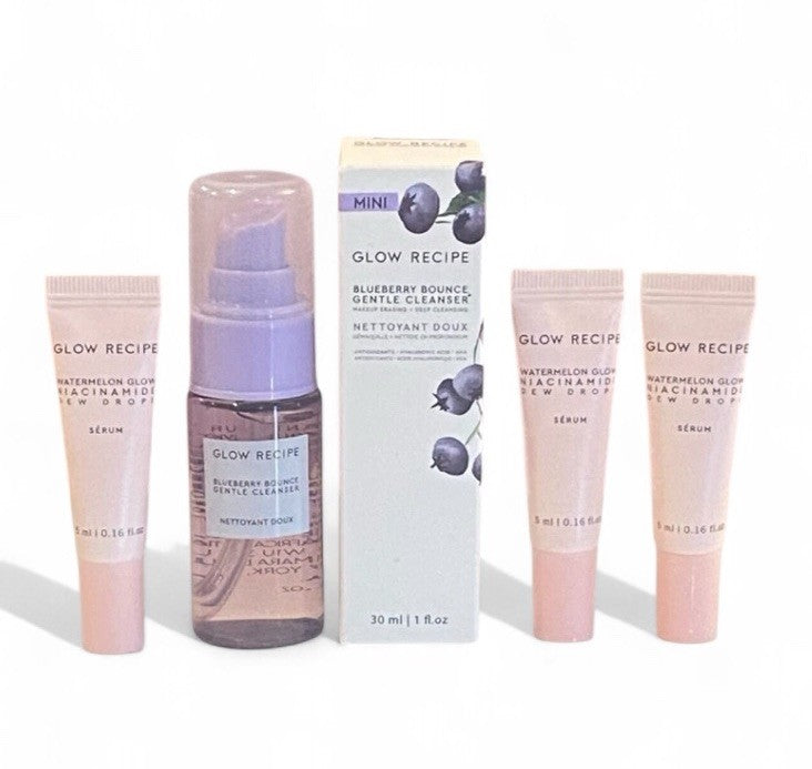Glow Recipe Blueberry Bounce Cleanser MINI + 3x Watermelon Glow Dew Drop SAMPLES