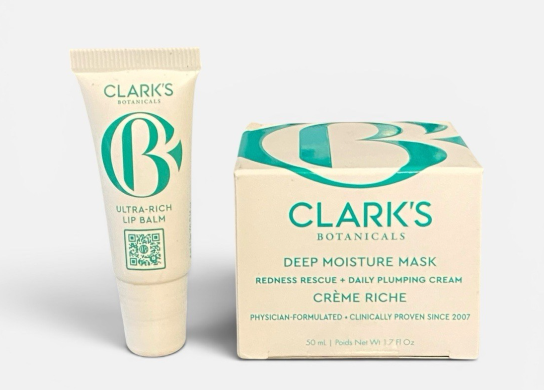 Clarks Botanicals Deep Moisture Mask + Travel Ultra Rich Lip Balm $45+ value