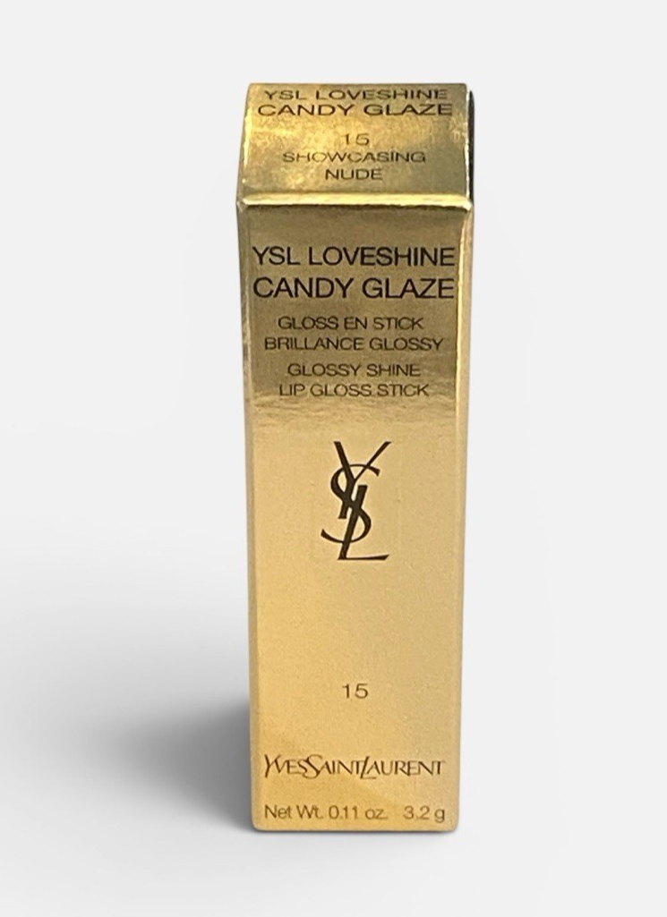 YSL Loveshine Candy Glaze Glossy Shine Lip Gloss Stick 15 SHOWCASING NUDE NWB