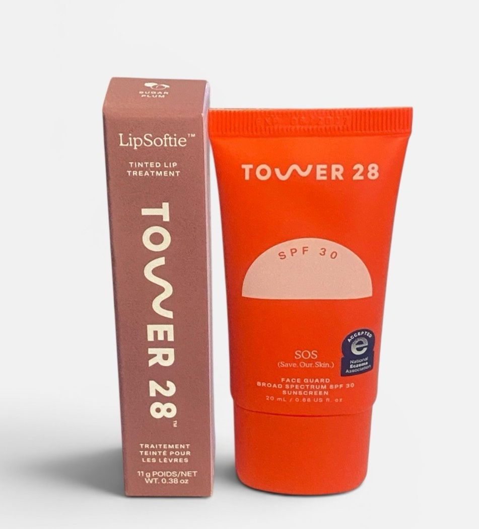 Tower 28 Lip Treatment Sugar Plum NWB & TRAVELSIZED Sunscreen NWOB