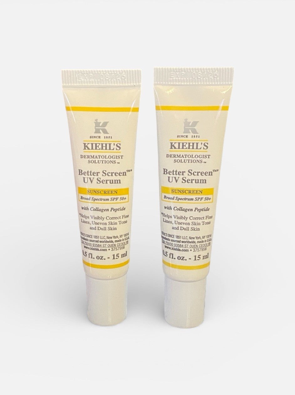 2pc Kiehl's Better Screen UV Serum Sunscreen SPF 50+  TRAVEL-SIZED NWOB Exp 8/26