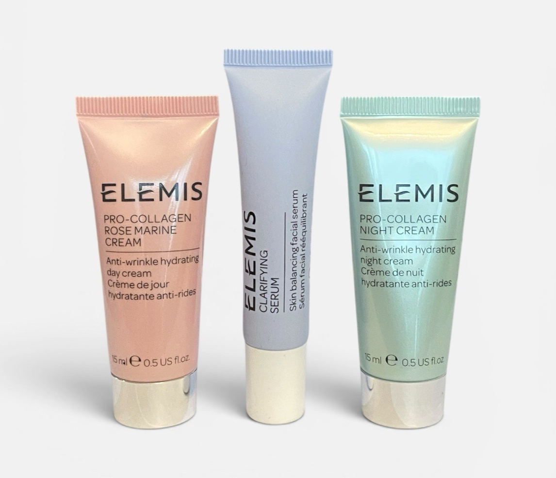 Elemis 3- Piece TRAVEL-SIZE Set Day/Night Cream & Serum NWOB